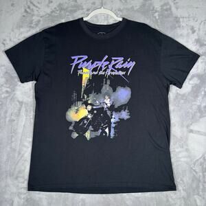 Prince Purple Rain Graphic T Shirt Black Size L Band Tee